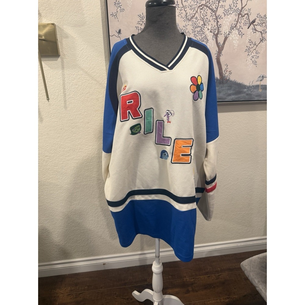 Pixar Inside Out Riley Joy 15 XL Hockey Jersey‎ Blue White Disney